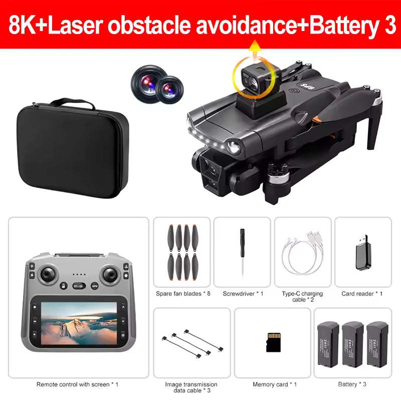 Xiaomi V198MAX GPS Drone 8K Professional Camera Aerial FPV Brush Laser Obstacle with Large Screen Remote Control Folding Dron